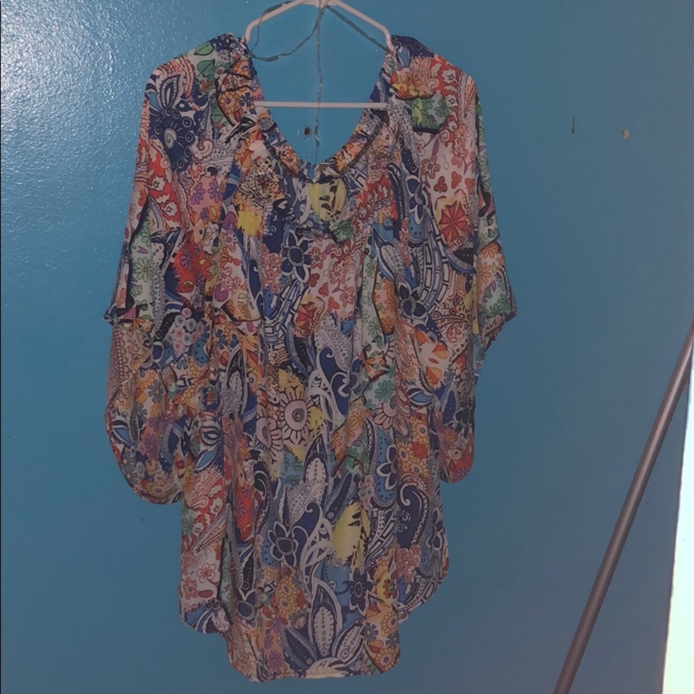 Multi-color off shoulder tunic